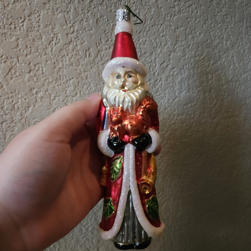 Vintage‎ Dillards Santa Claus Squirrel Ornament - Red and Gold Christmas
